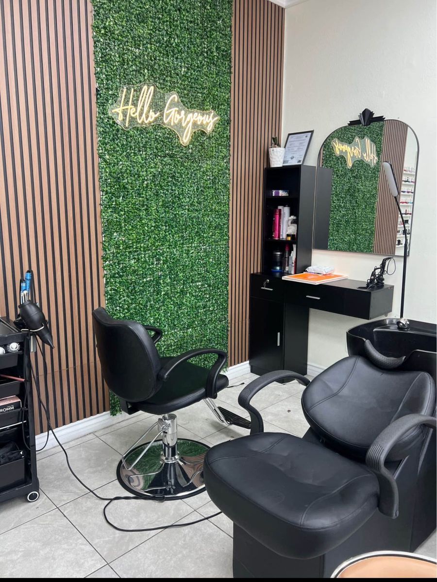 Hair styling station inside Hideaway Nail Design studio