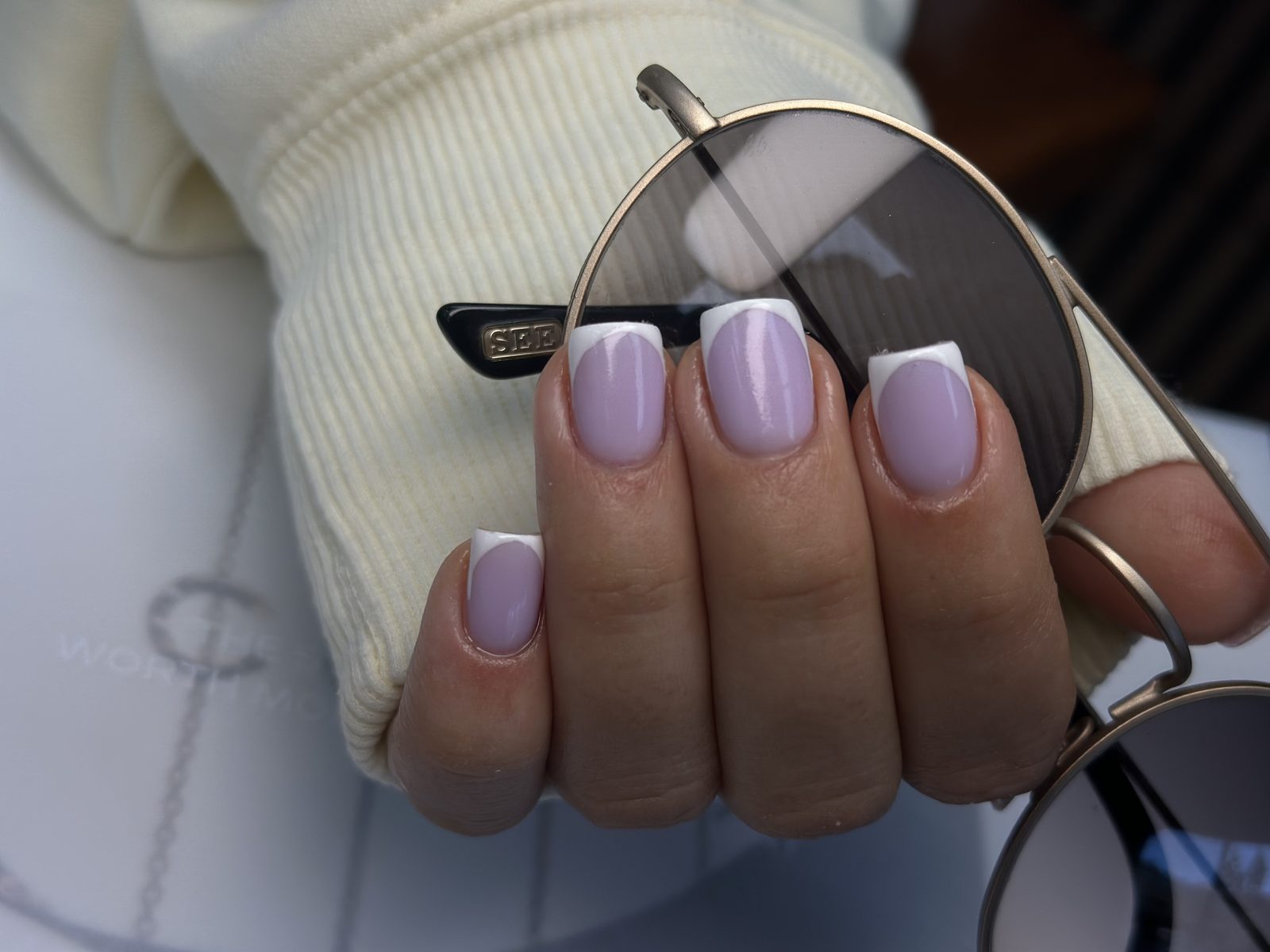 Light lavender square gel manicure at Hideaway Nail Design