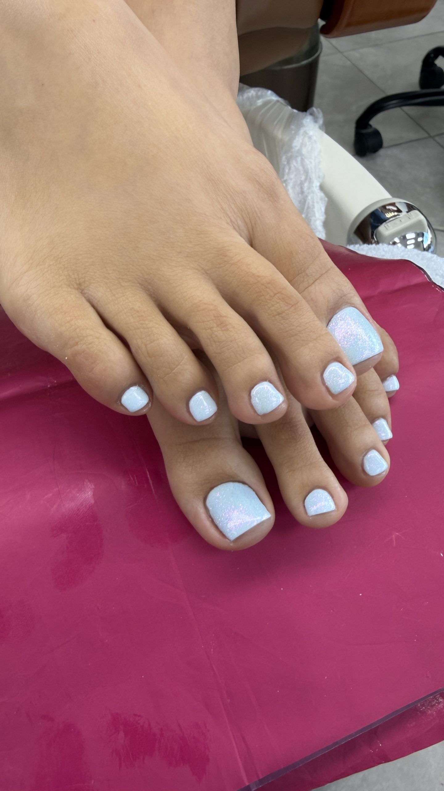 Fresh soft-pink pedicure at Hideaway Nail Design in North Hollywood